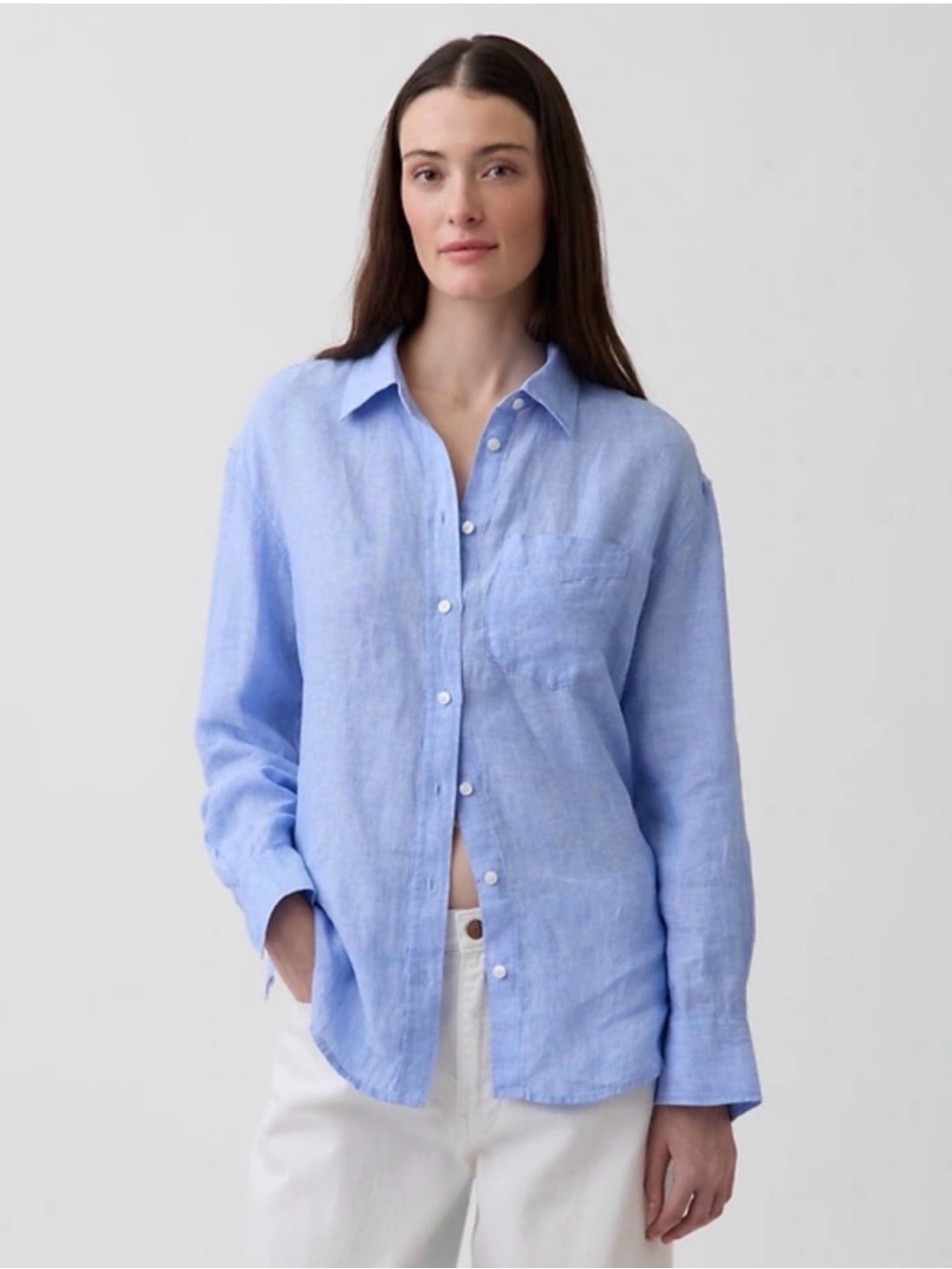 NEW Gap Linen Cotton Button Down in Cornflower Blue, size XL
